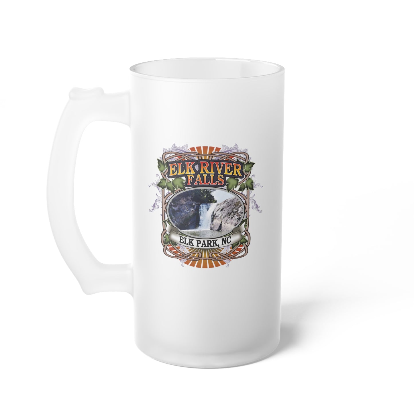 Elk River Falls, NC, Frosted Glass Beer Mug