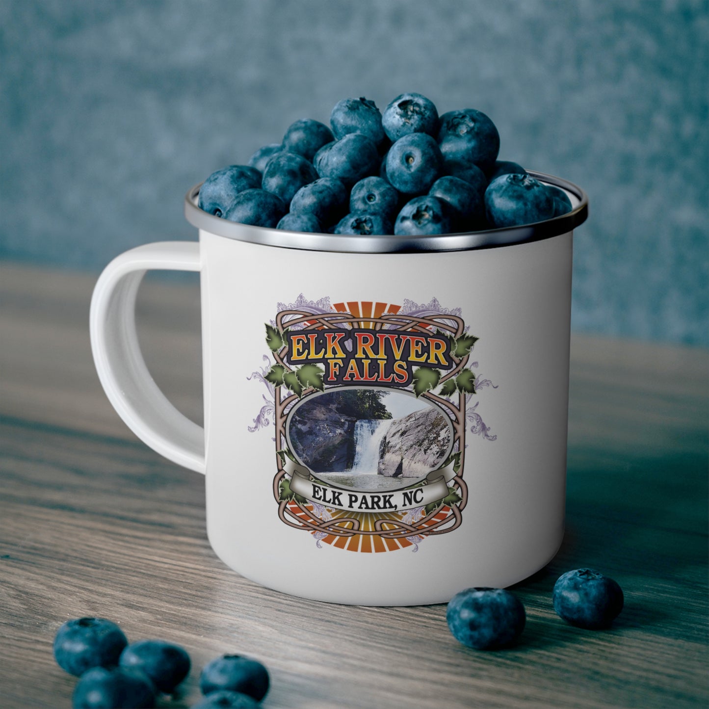 Elk River Falls, NC Enamel Camping Mug