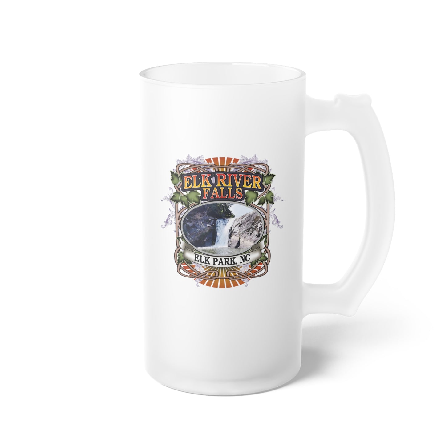 Elk River Falls, NC, Frosted Glass Beer Mug