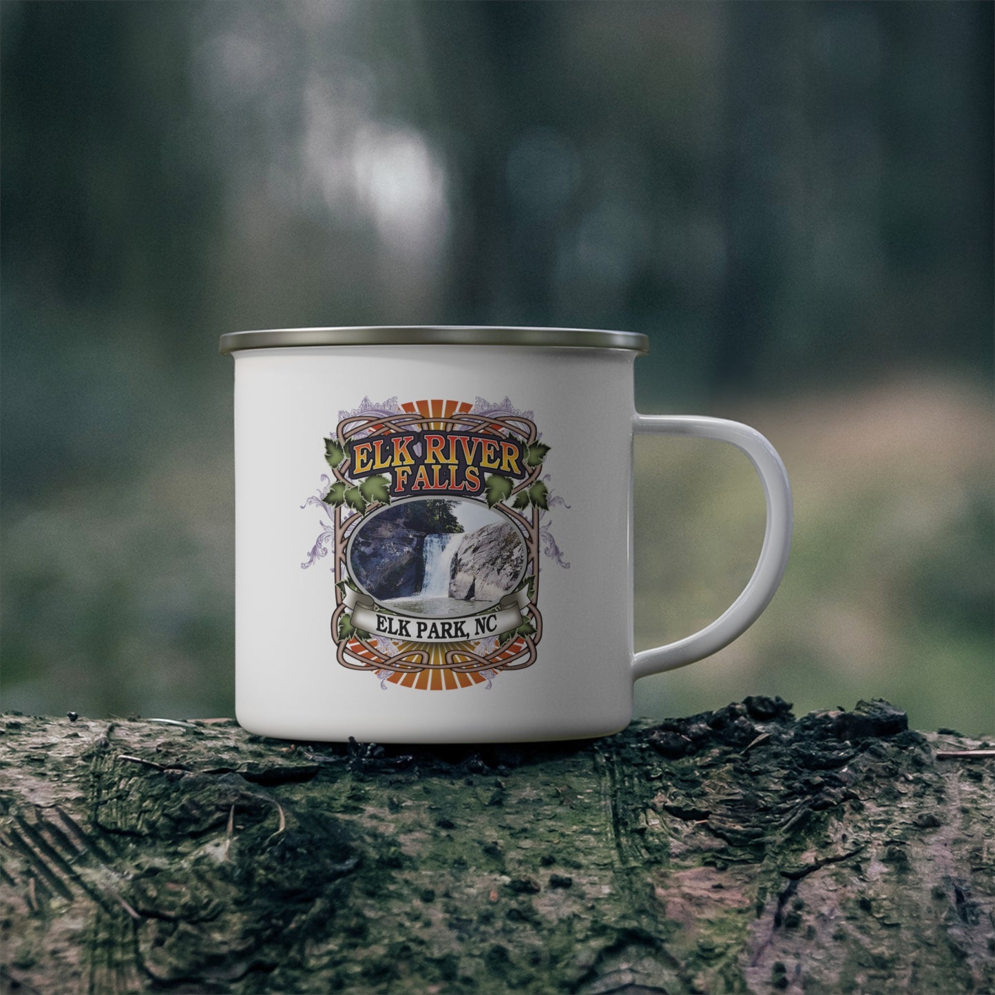 Elk River Falls, NC Enamel Camping Mug